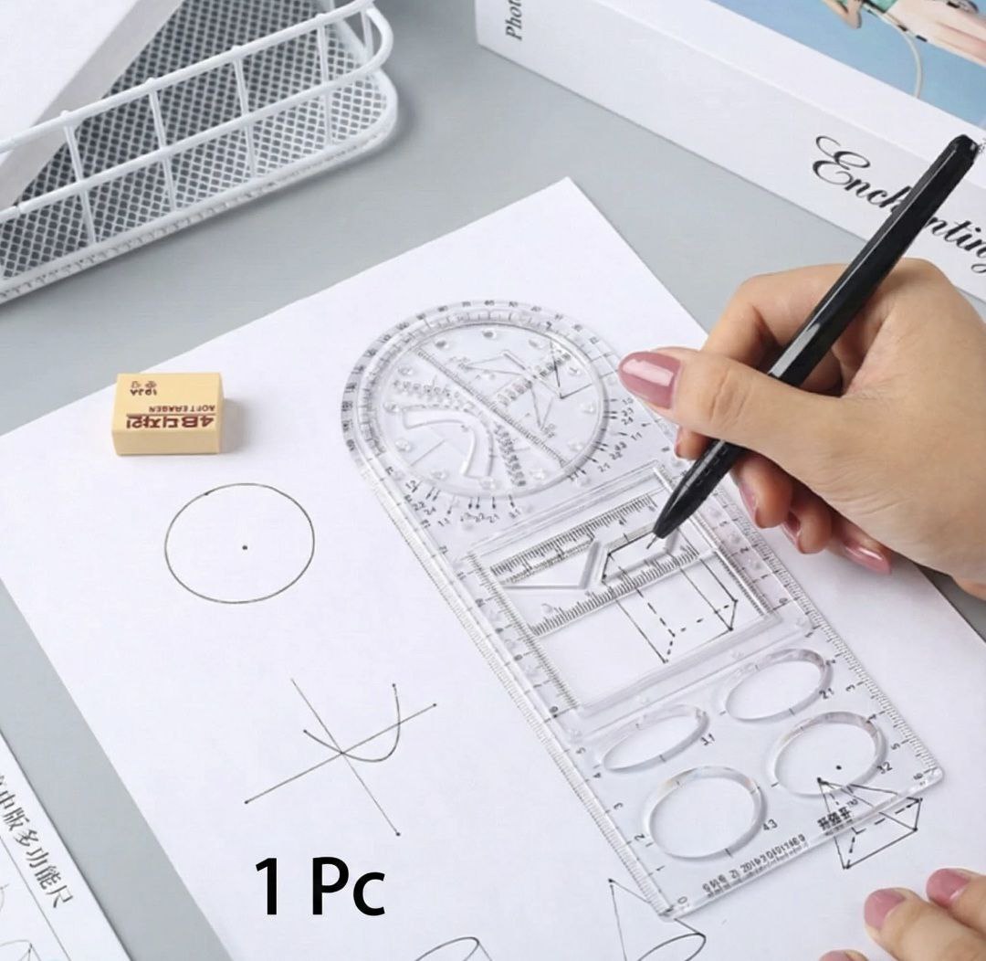 Multifunctional Geometry Ruler-Ideal for Math & Craftwork