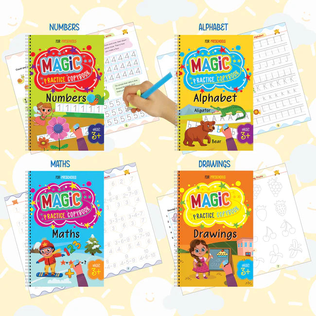 Magic Practice Copybook (10 Refill, 4 Book, 1 Pen, 1 Grip)