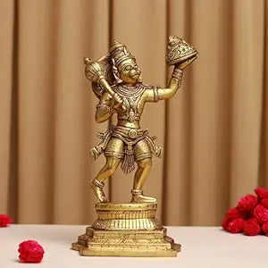 Pure Brass Standing Hanuman Idol with Sanjeevani