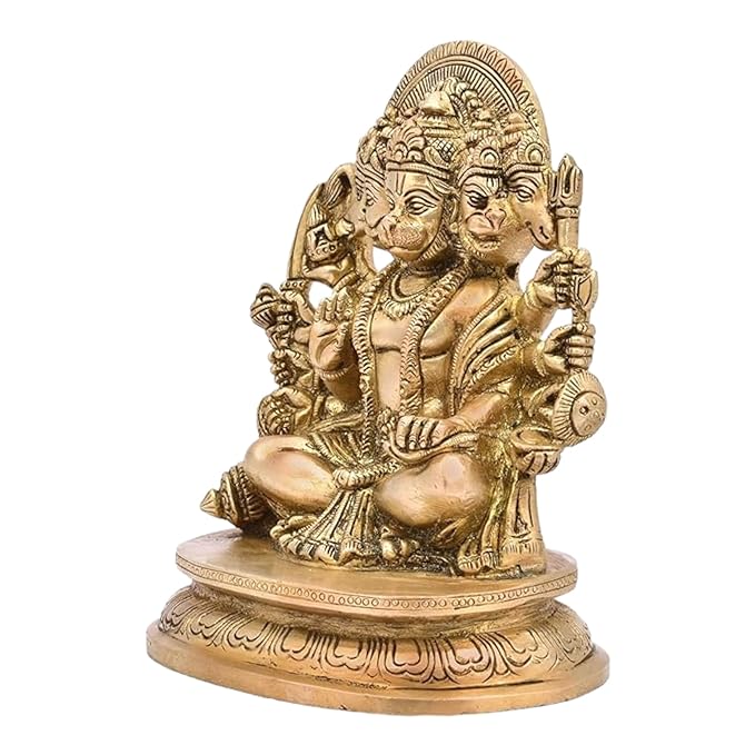 Brass Panchmukhi Hanuman Brass Idol For Puja and Home Decor