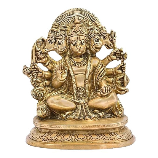 Brass Panchmukhi Hanuman Brass Idol For Puja and Home Decor