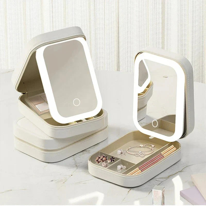 Compact Makeup Vanity With LED Mirror