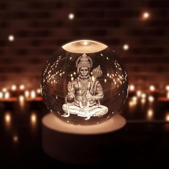 Hanuman Ji 3D Crystal Divine Lamp
