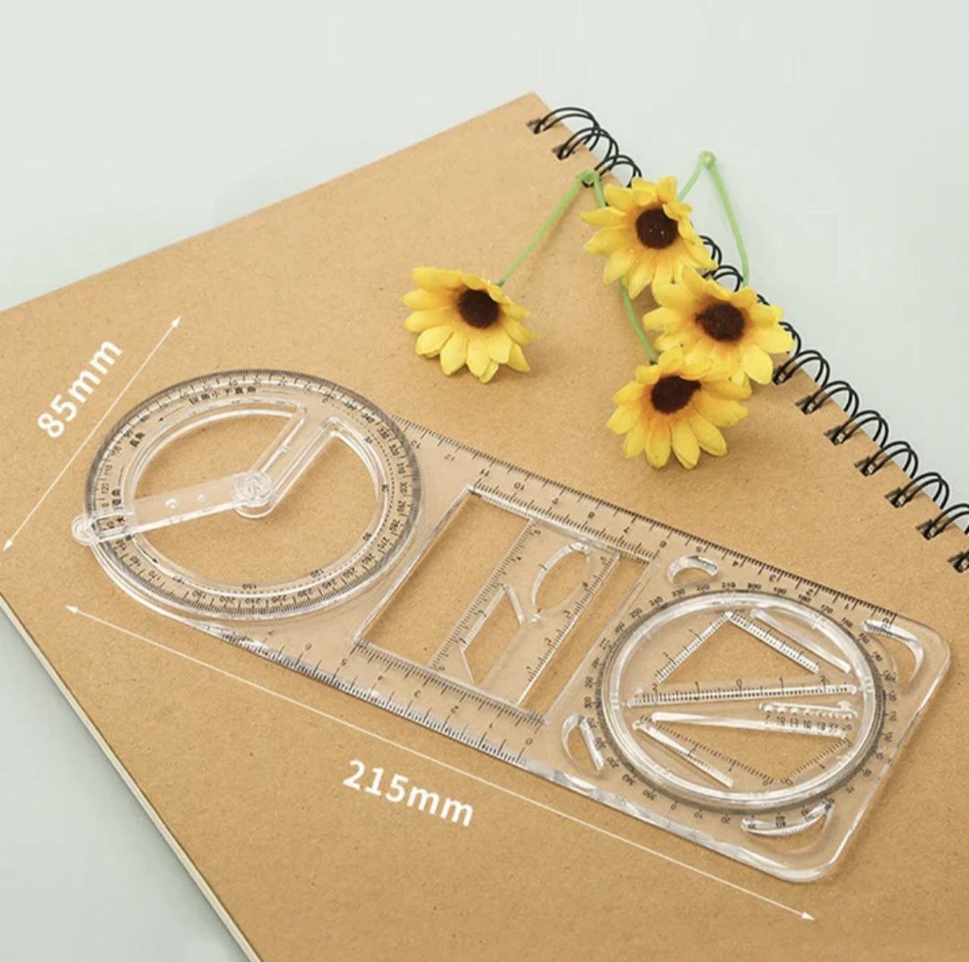 Multifunctional Geometry Ruler-Ideal for Math & Craftwork