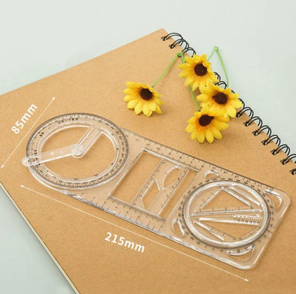 Multifunctional Geometry Ruler-Ideal for Math & Craftwork