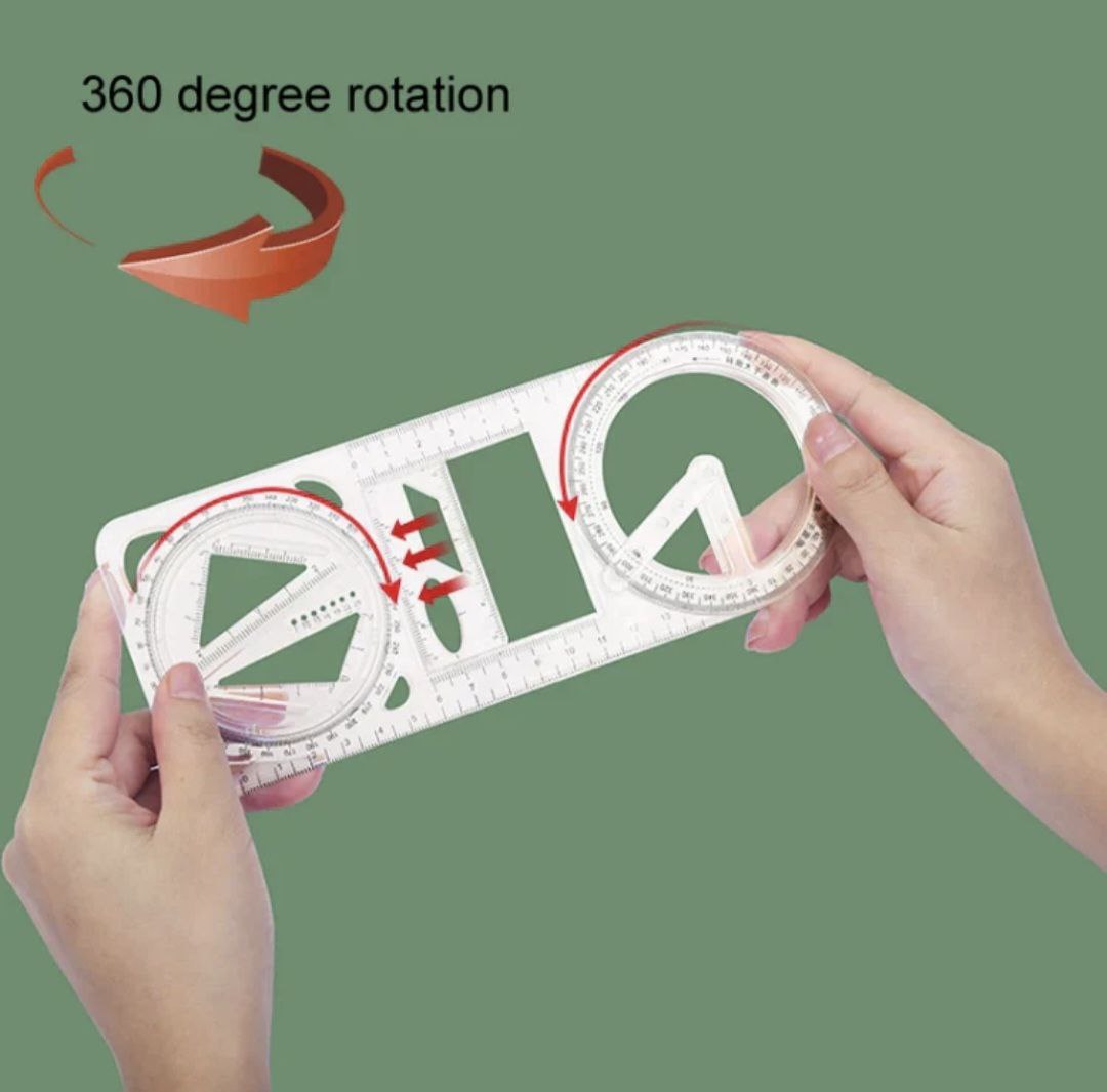 Multifunctional Geometry Ruler-Ideal for Math & Craftwork