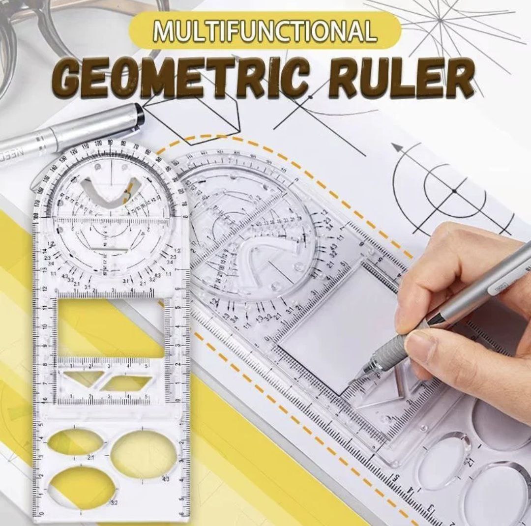 Multifunctional Geometry Ruler-Ideal for Math & Craftwork