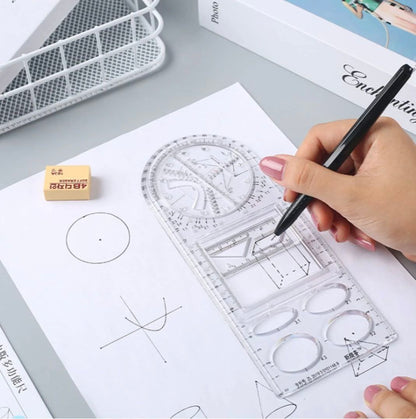 Multifunctional Geometry Ruler-Ideal for Math & Craftwork